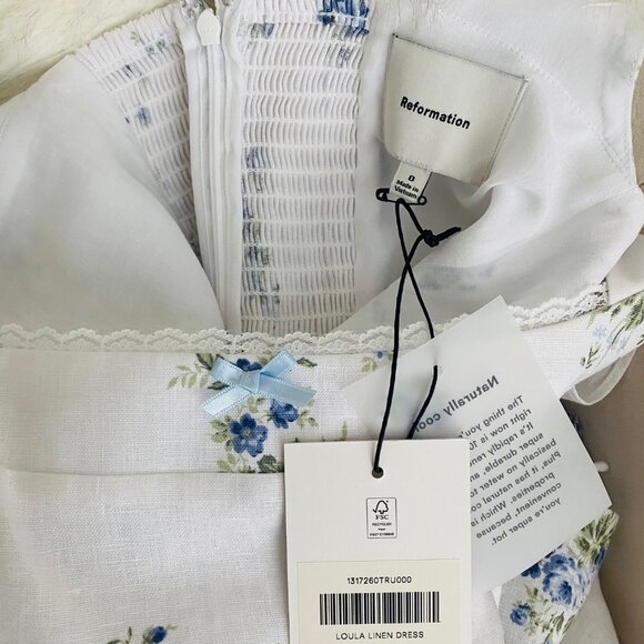 NEW Reformation Loula Linen Dress In Truly - Picture 4 of 7